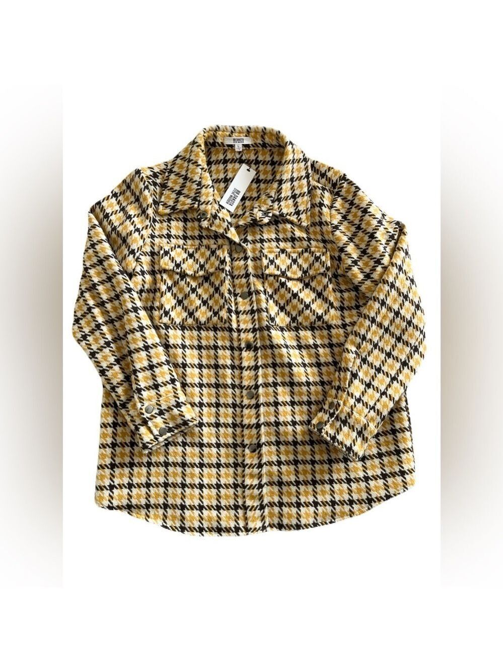 BB Dakota by Steve Madden Wool Yellow and Black Houndstooth Jacket